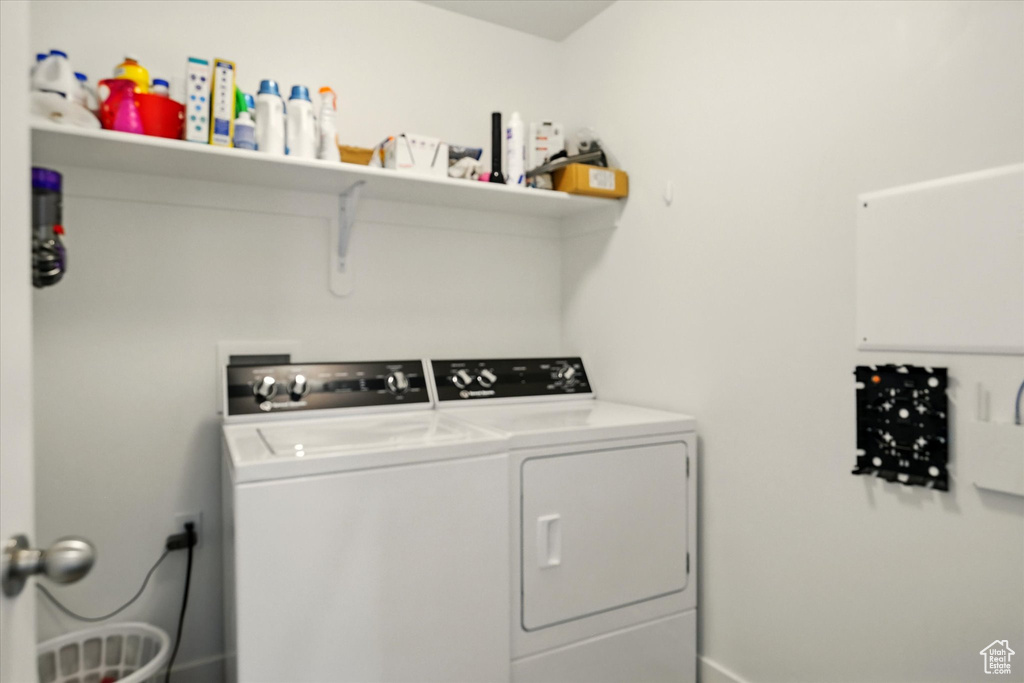 Laundry area with washing machine and dryer