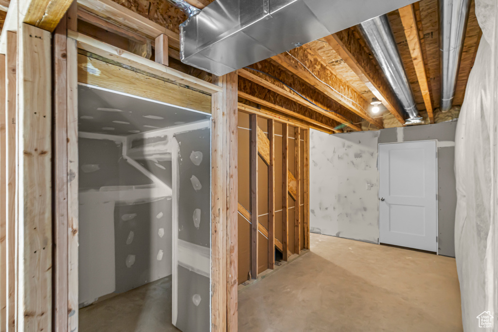View of unfinished basement