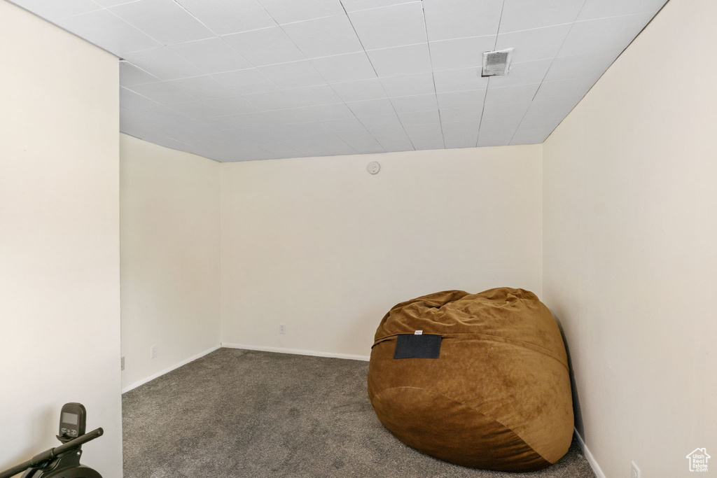 Sitting room with carpet flooring and baseboards