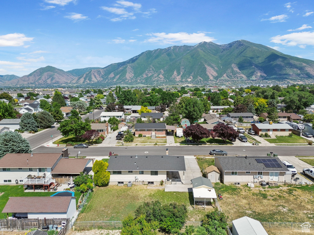 View of mountain background with nearby suburban area