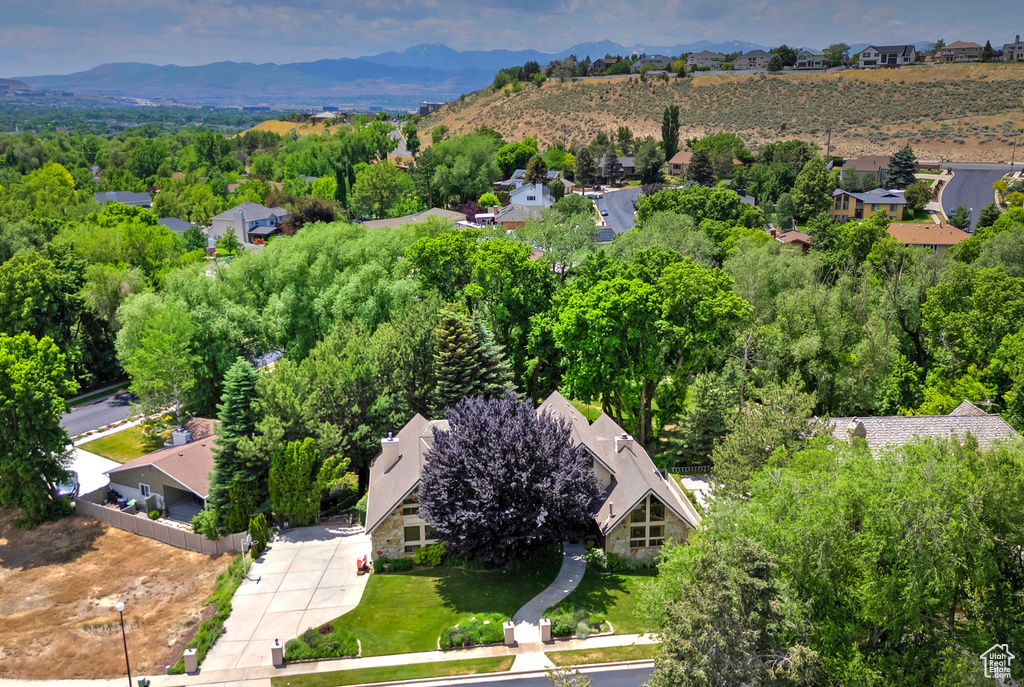 Aerial view of a mountainous background