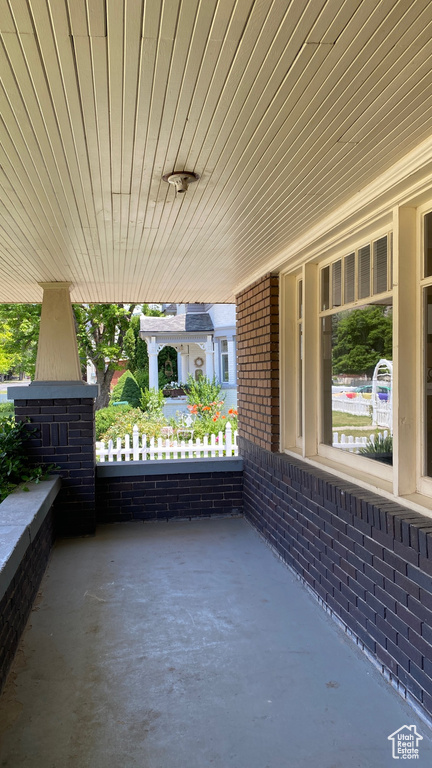 View of covered porch