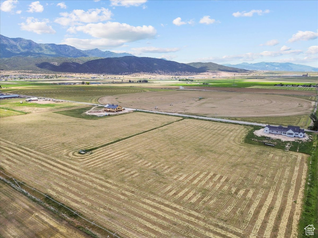 Overview of rural landscape with mountains