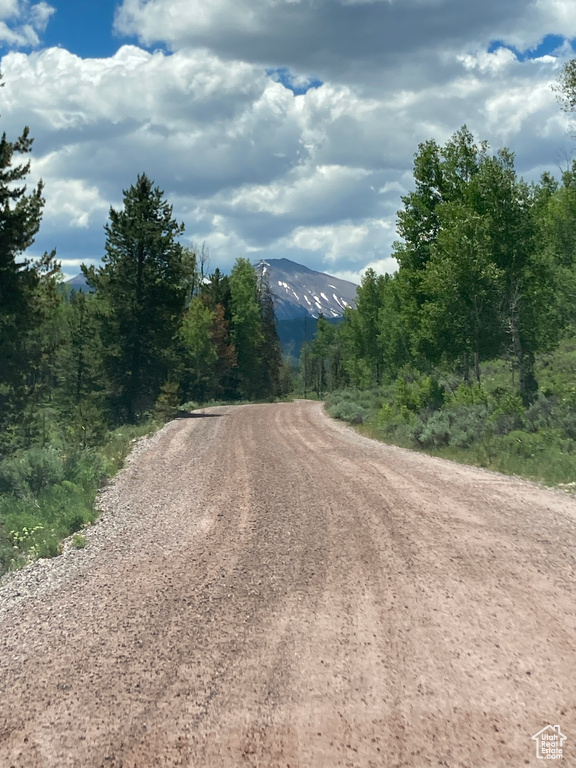 View of dirt / gravel road featuring a mountain view