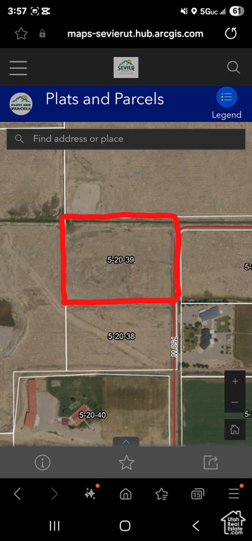 Aerial view of property's location with property parcel outlined