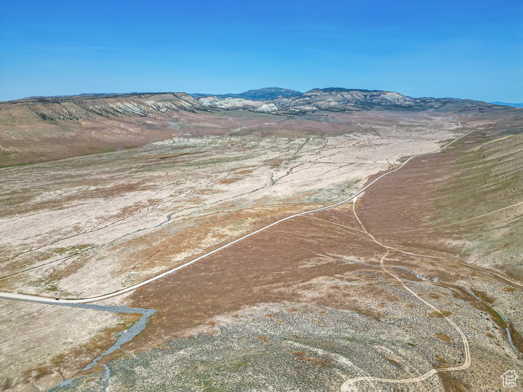 Aerial view of a mountain backdrop