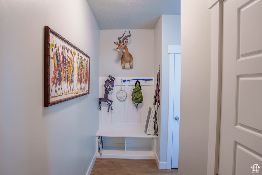 Hall featuring wood finished floors and baseboards
