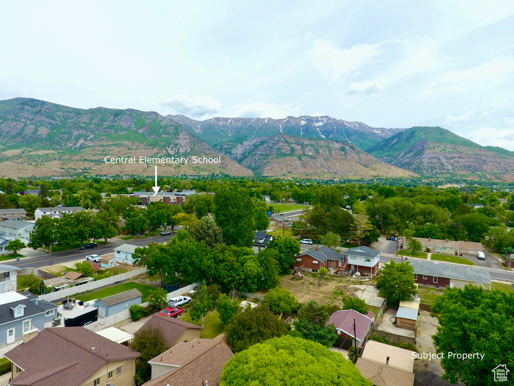 Mountain view with nearby suburban area