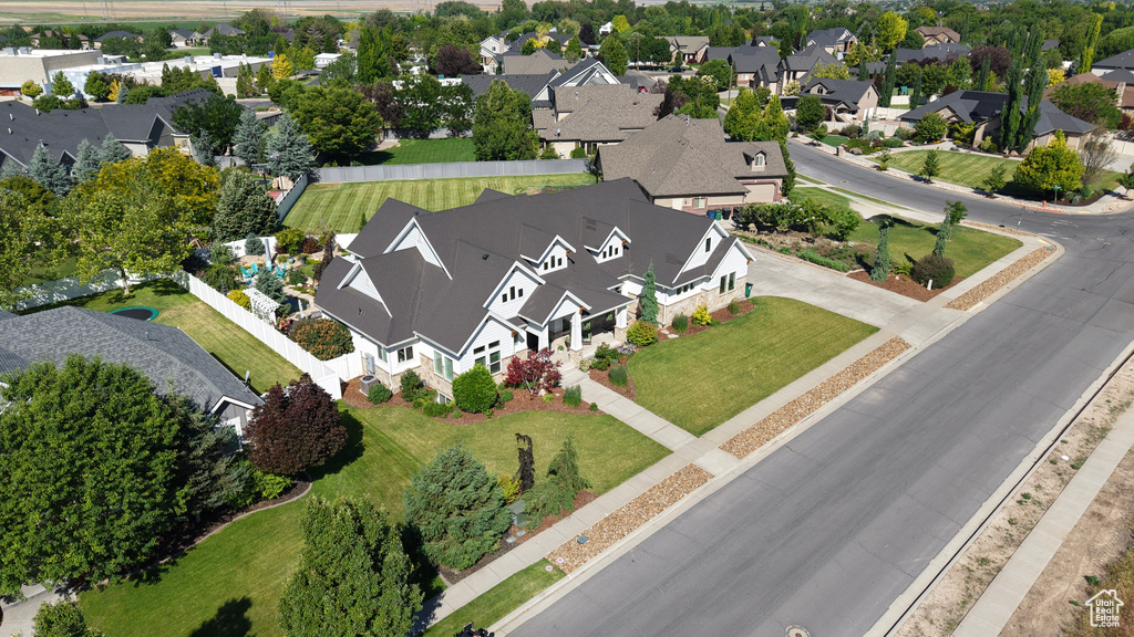 Aerial perspective of suburban area
