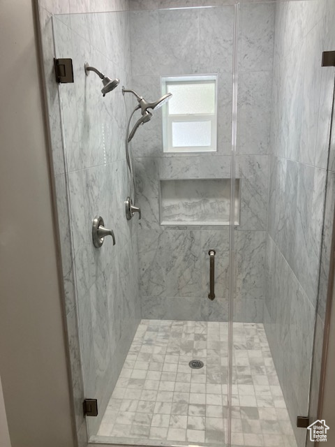 Bathroom with a stall shower