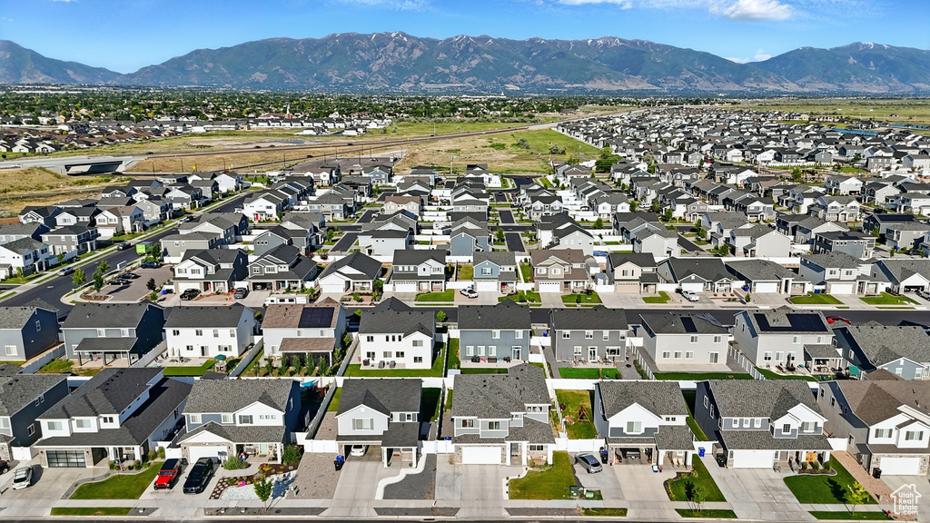 Aerial view of a mountainous background