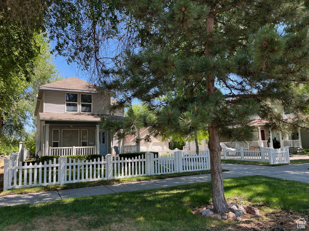 View of front of house featuring covered porch