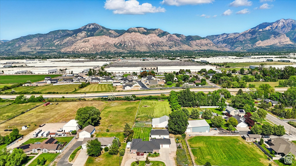 Aerial view of a mountainous background