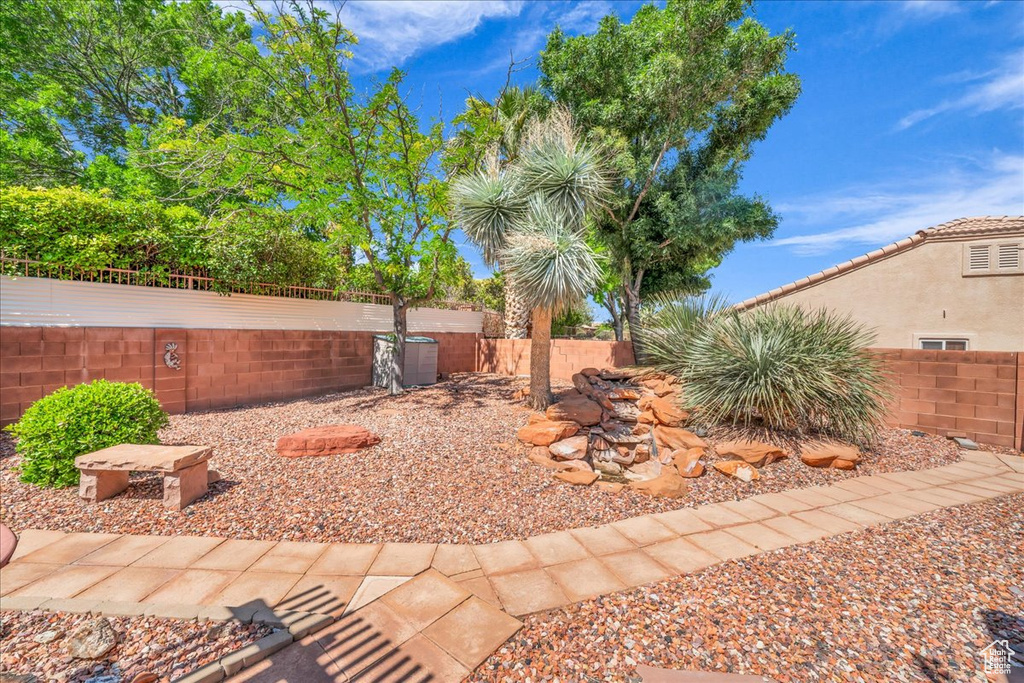 View of fenced backyard