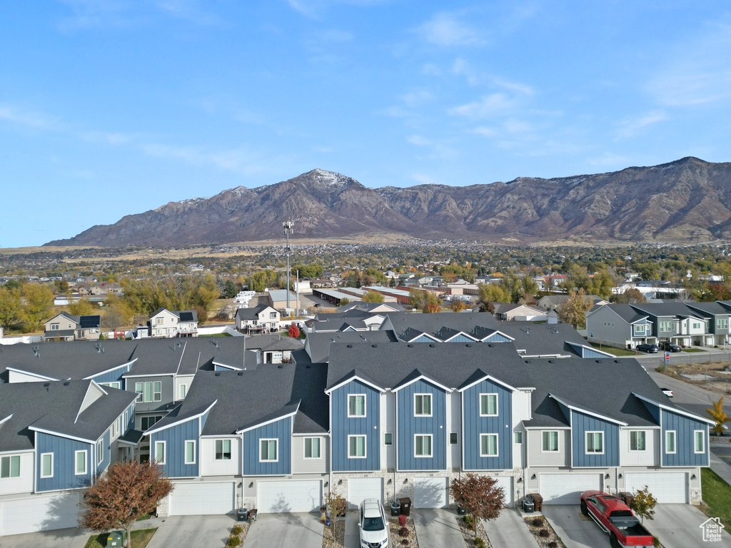 View of mountain background with nearby suburban area
