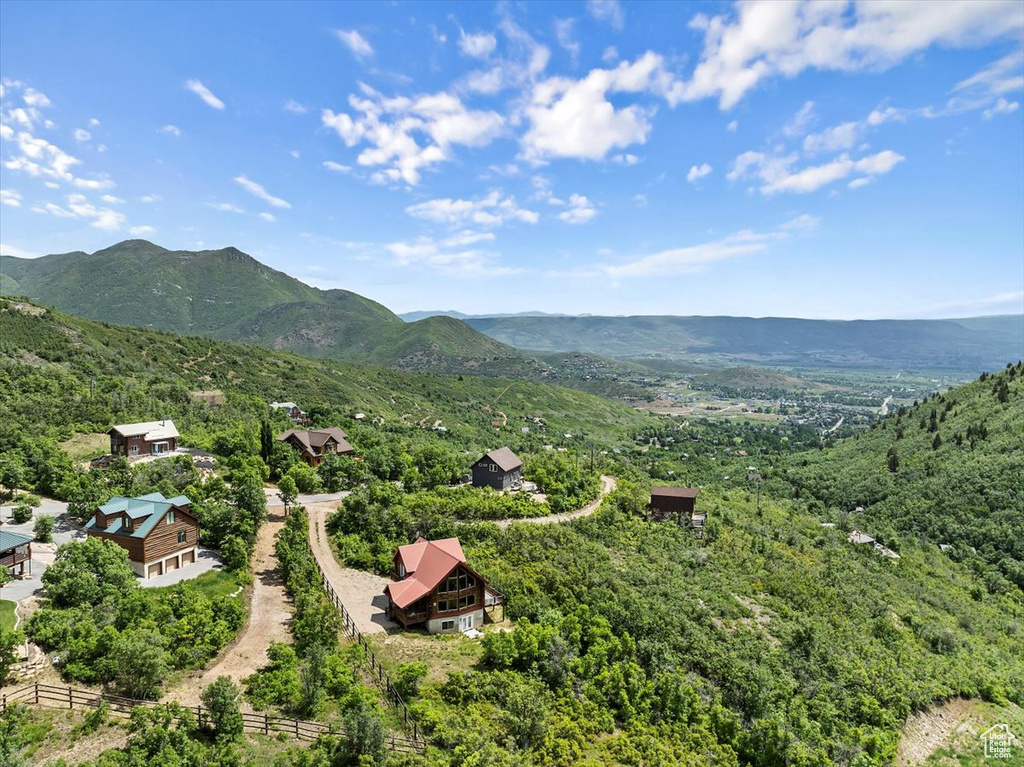 Bird\'s eye view of a mountainous background