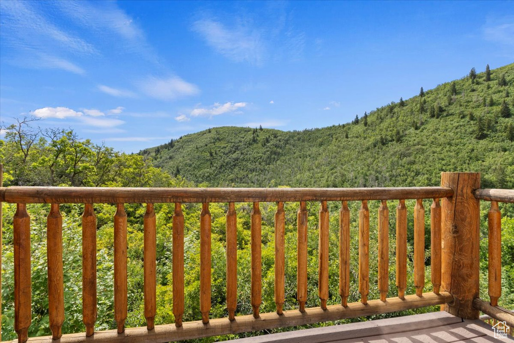 Balcony with a mountain view