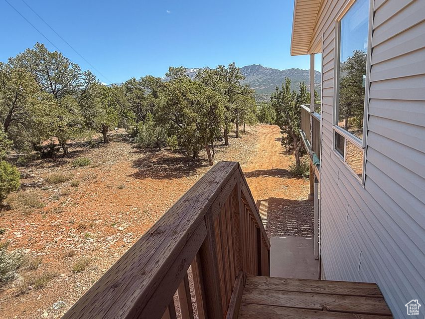View of yard with a mountain view