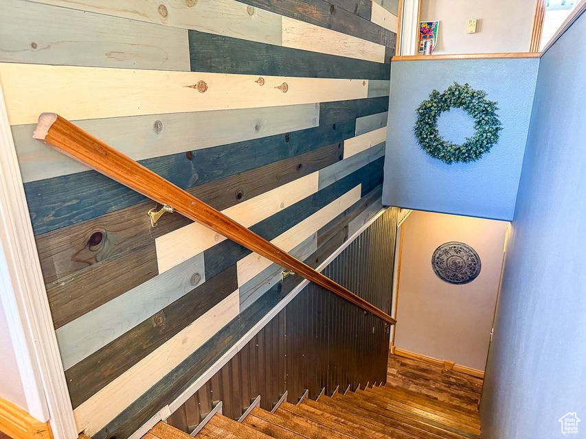 Stairs with wood finished floors