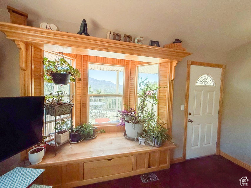 Foyer entrance with plenty of natural light and baseboards