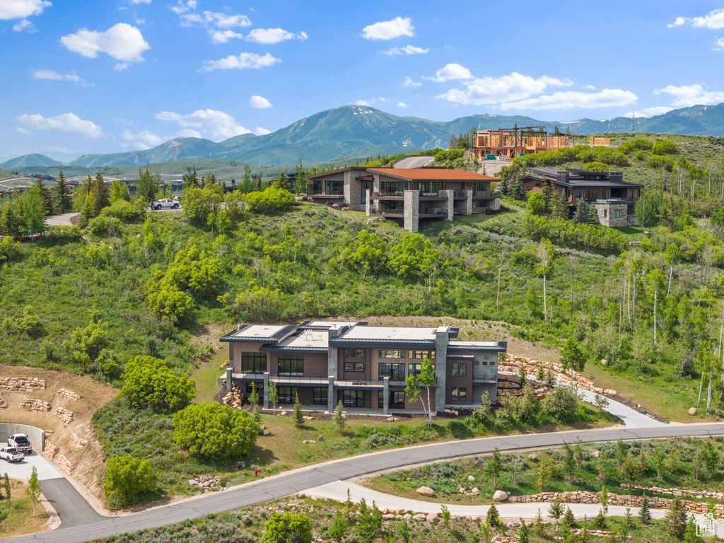 Aerial view of a mountainous background