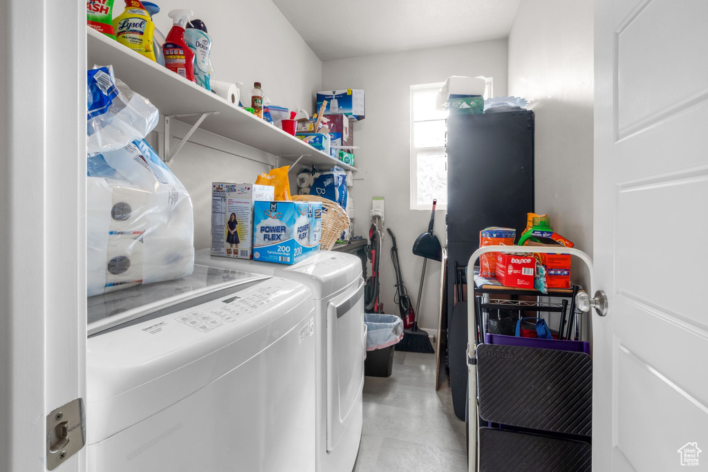 Washroom with separate washer and dryer
