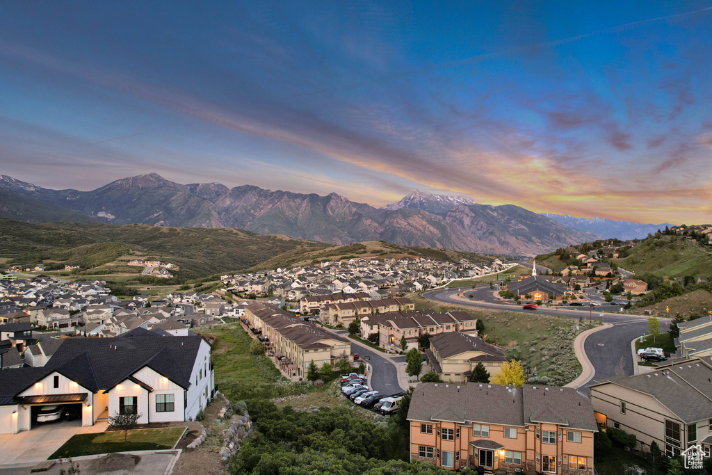 Mountain view featuring nearby suburban area