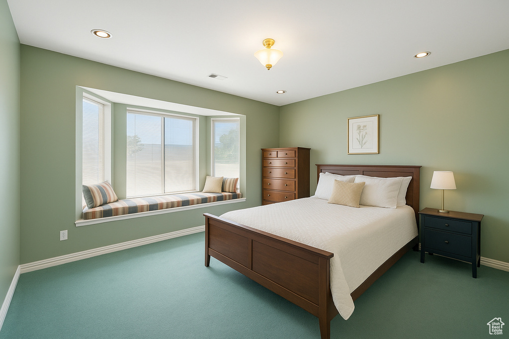 Bedroom featuring carpet flooring and recessed lighting