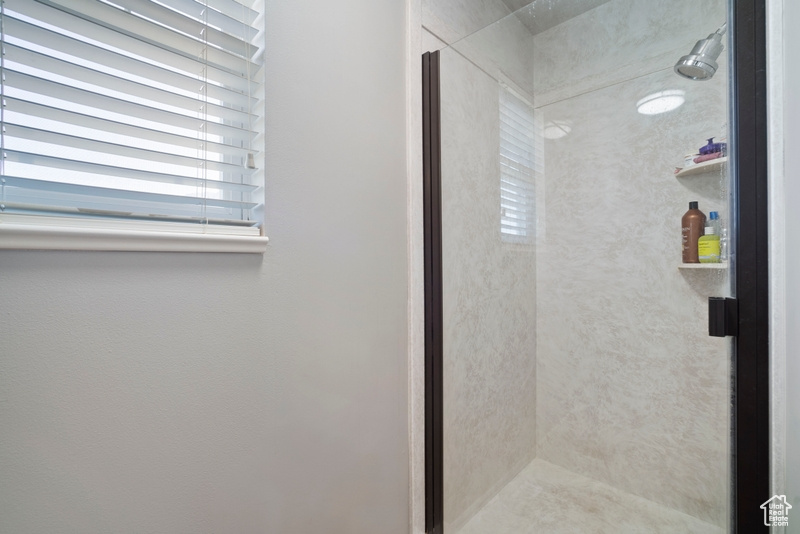 Bathroom with a stall shower