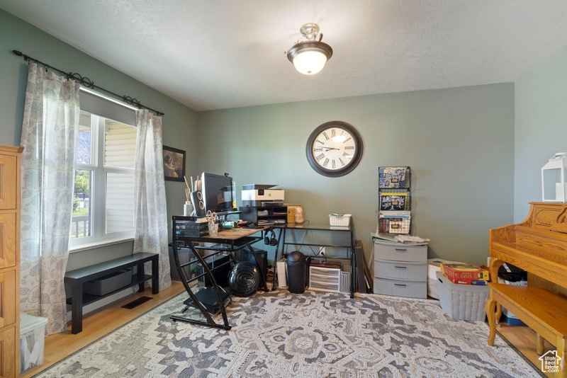 Office space featuring wood finished floors