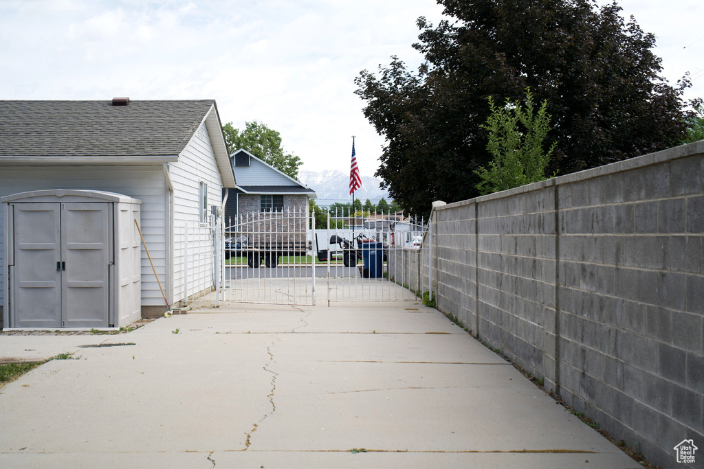 Exterior space with a gate