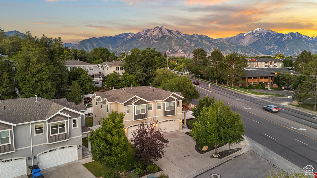Mountain view featuring nearby suburban area