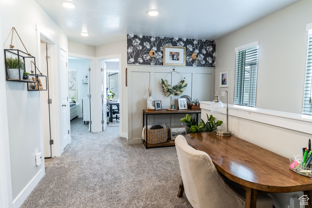 Office area with carpet and baseboards
