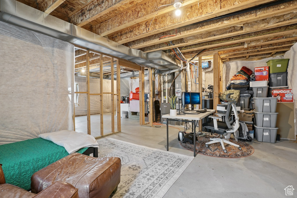 View of unfinished basement