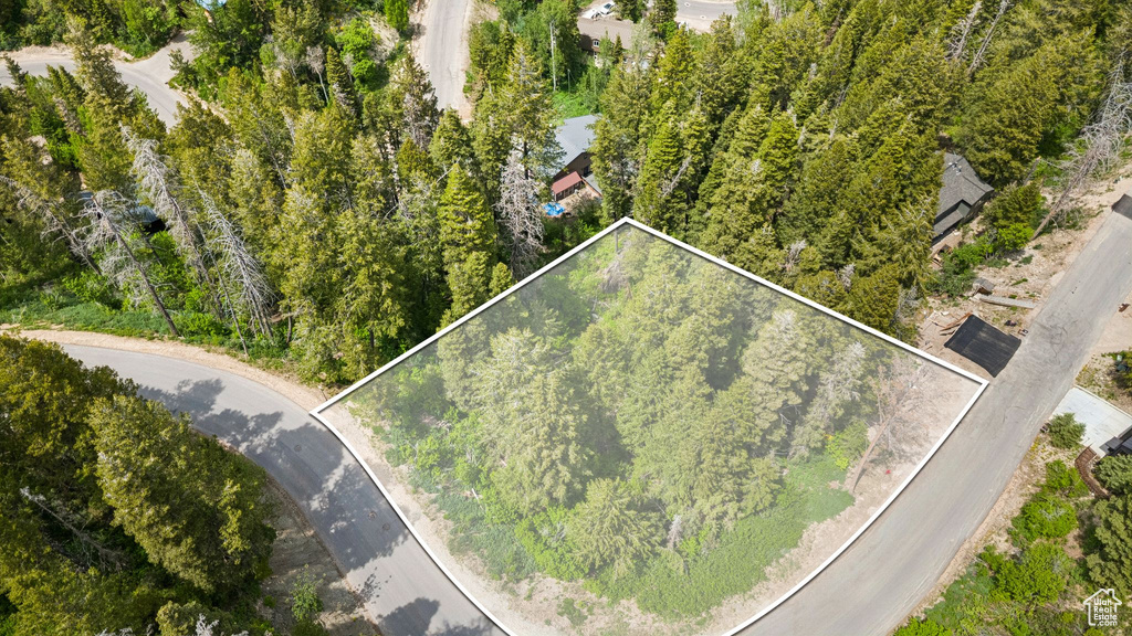Aerial overview of property's location with property boundaries highlighted