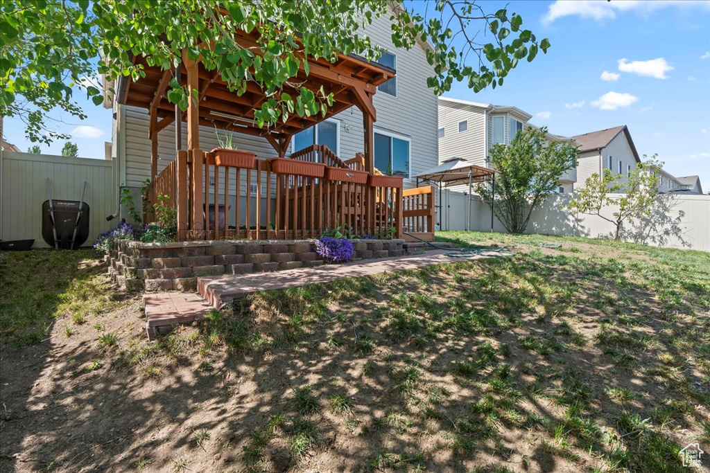 View of fenced backyard