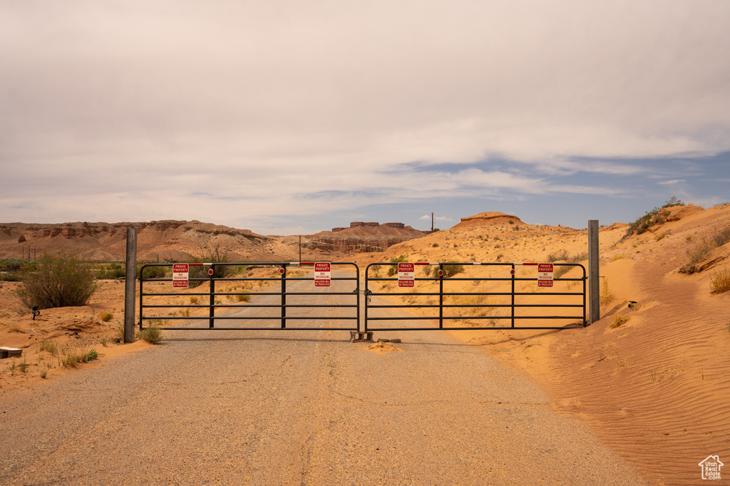 Gate with a mountain view