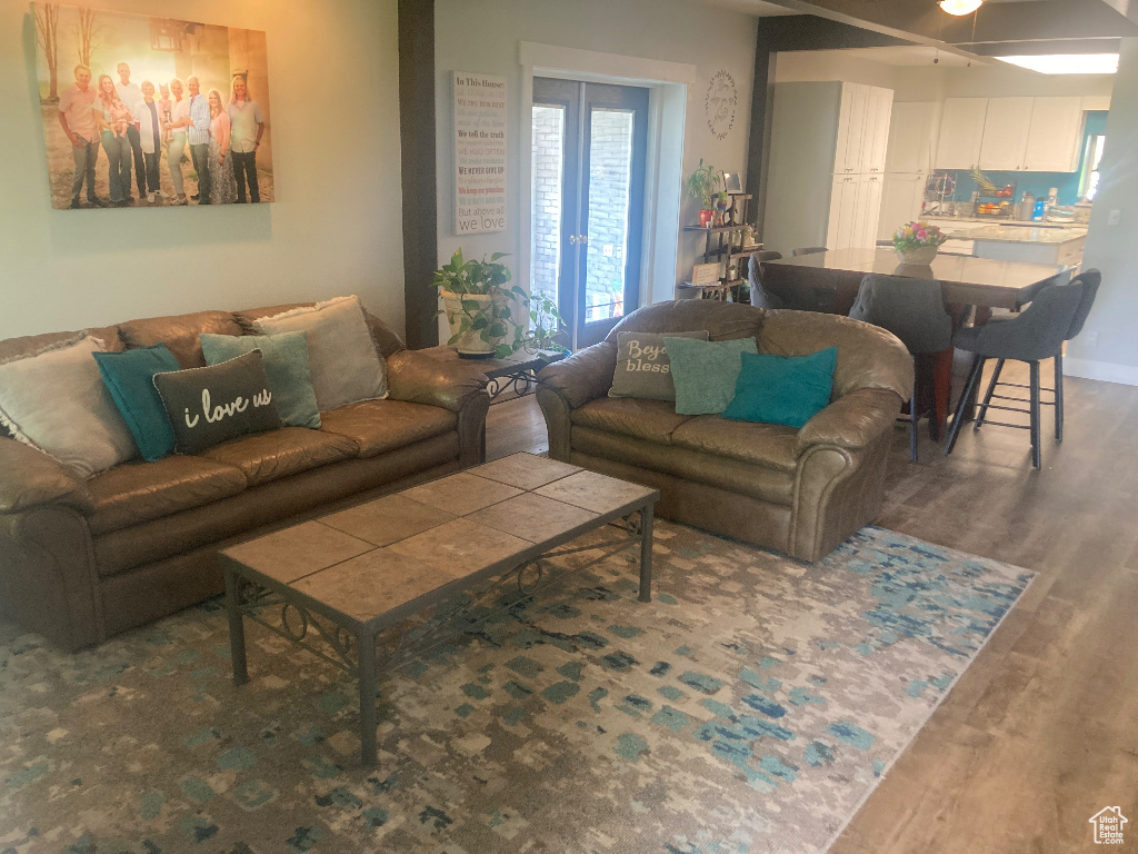 Living area featuring wood finished floors