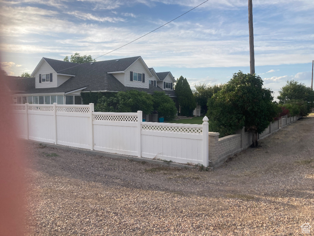 View of fenced front yard