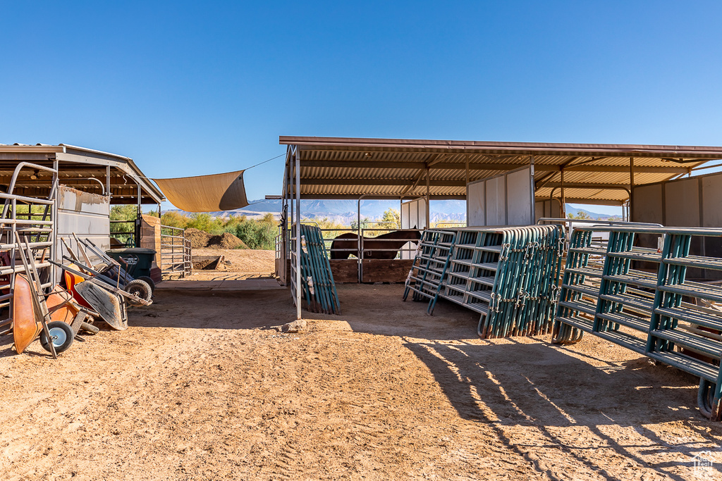 View of horse barn