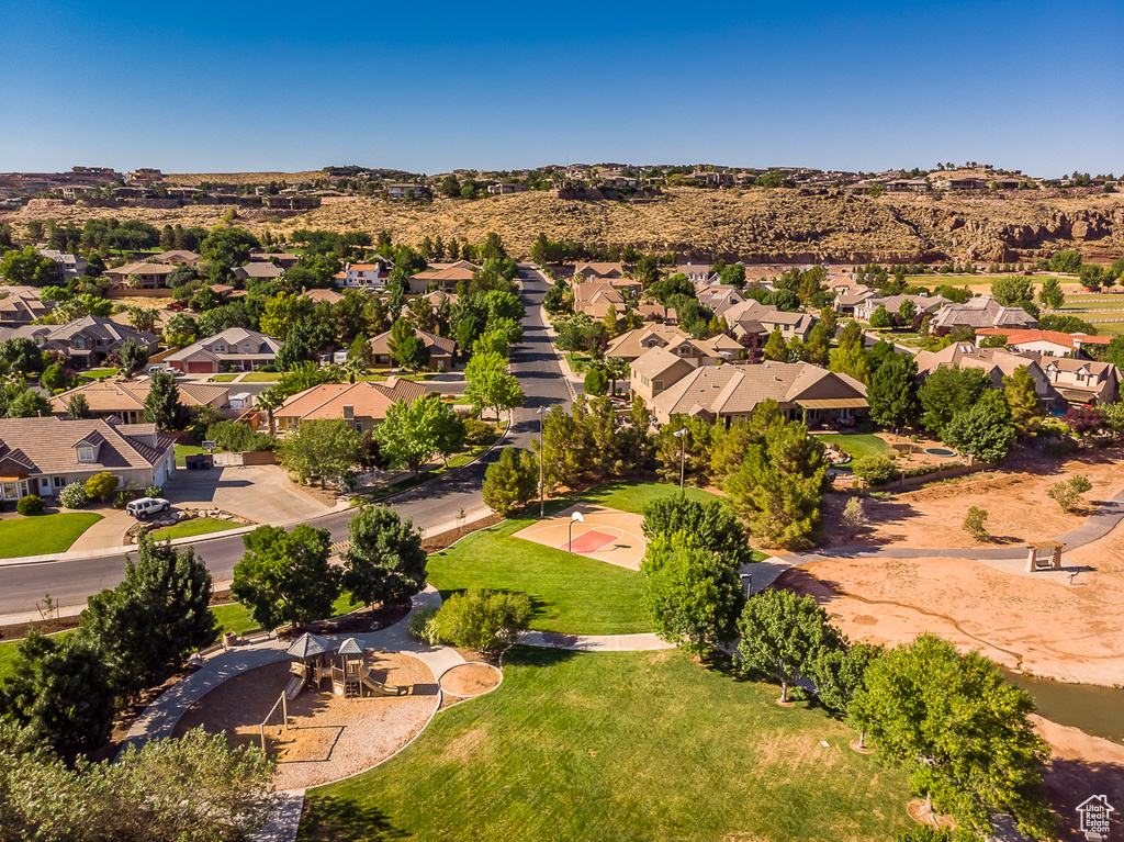 Aerial perspective of suburban area