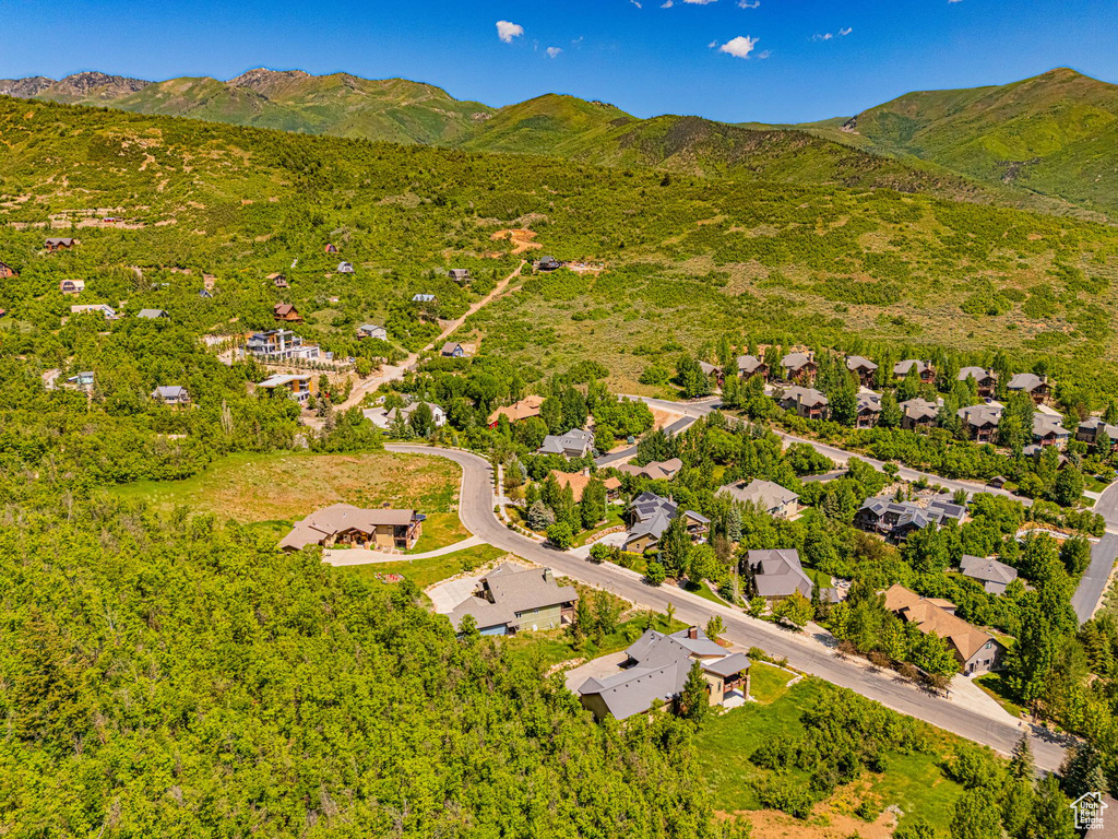 Bird\'s eye view of a mountain backdrop