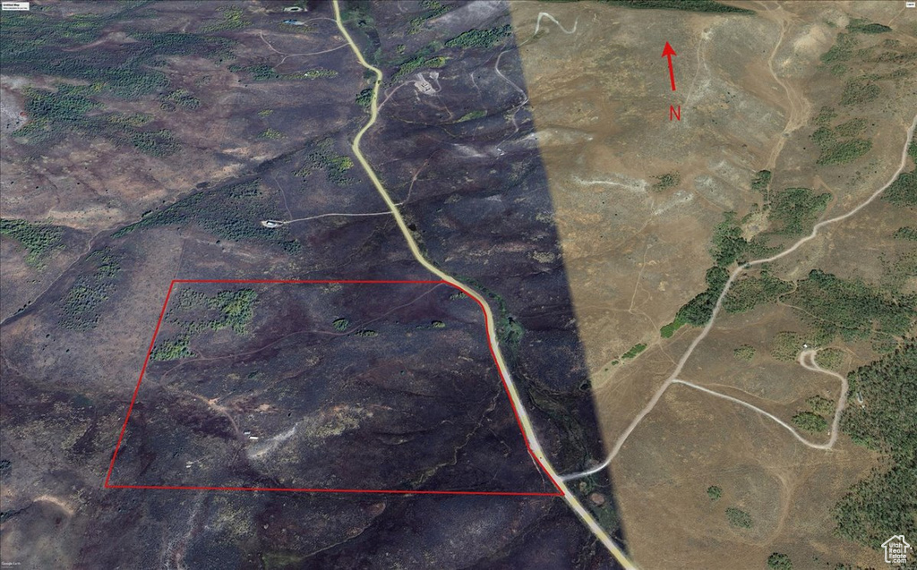 Aerial overview of property\'s location with property boundaries highlighted