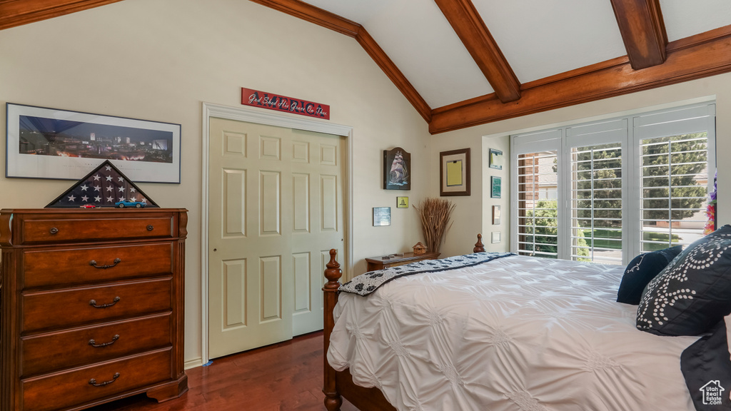 Bedroom with dark wood finished floors