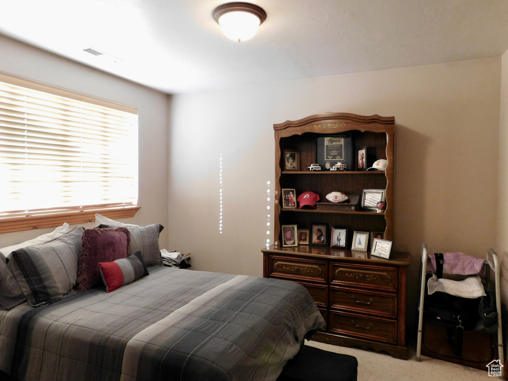 Bedroom with carpet