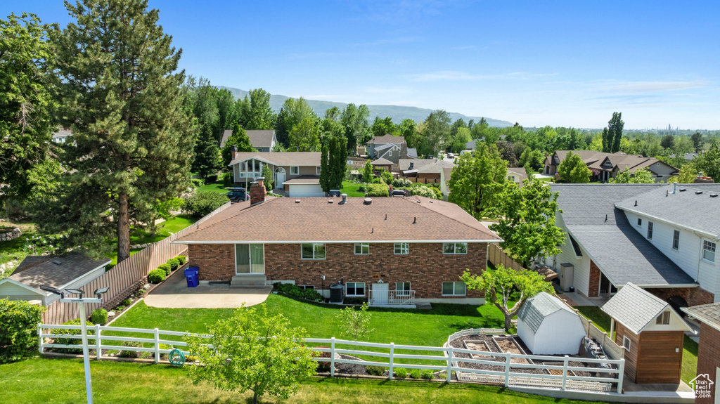 Aerial perspective of suburban area
