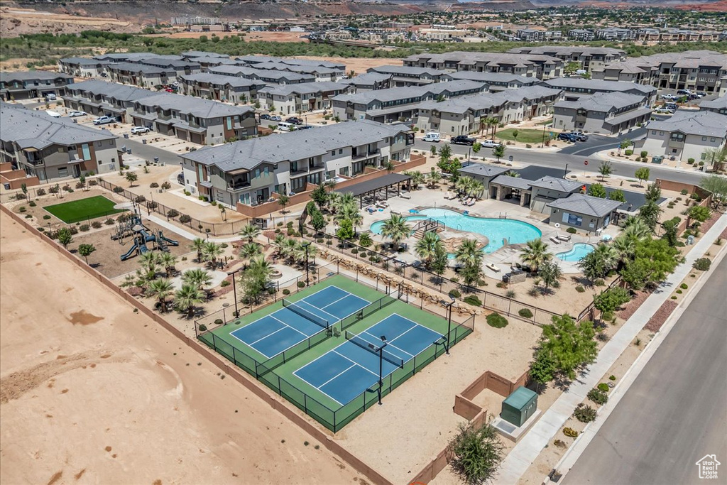 Aerial view of a pool area