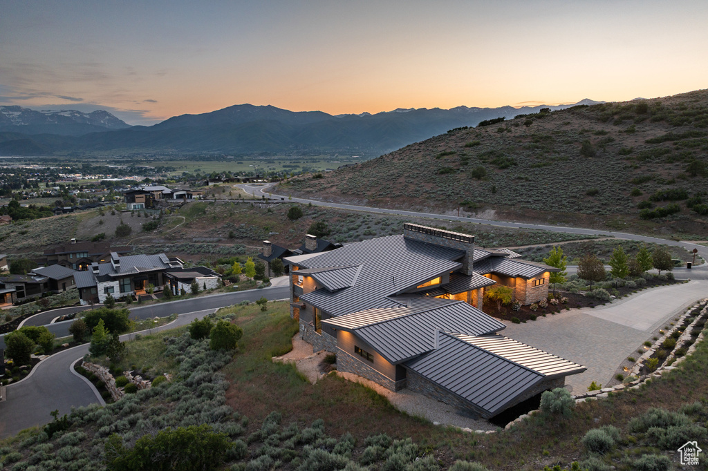 View from above of property with mountains