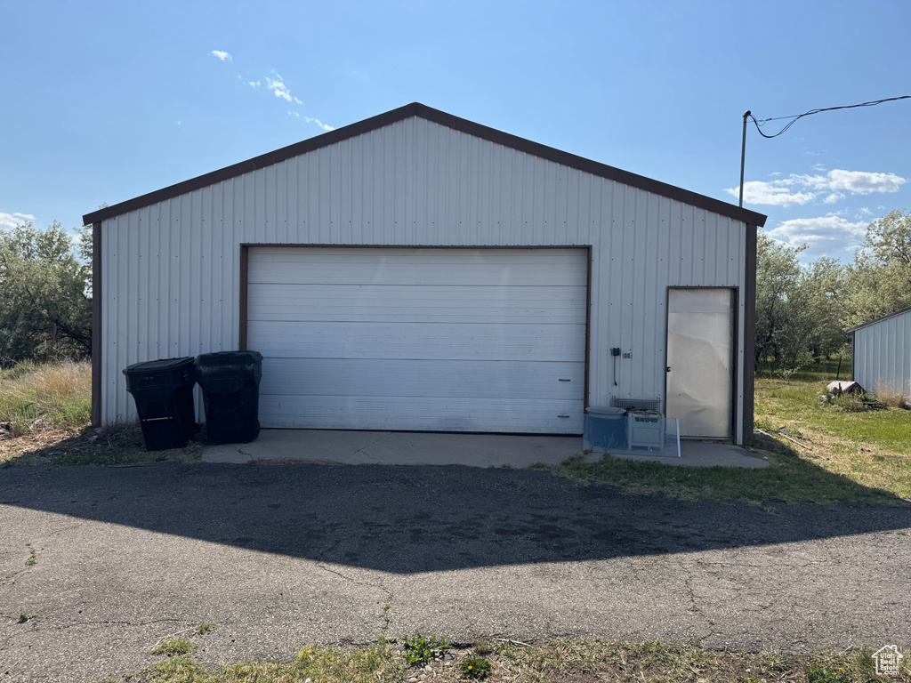 View of detached garage