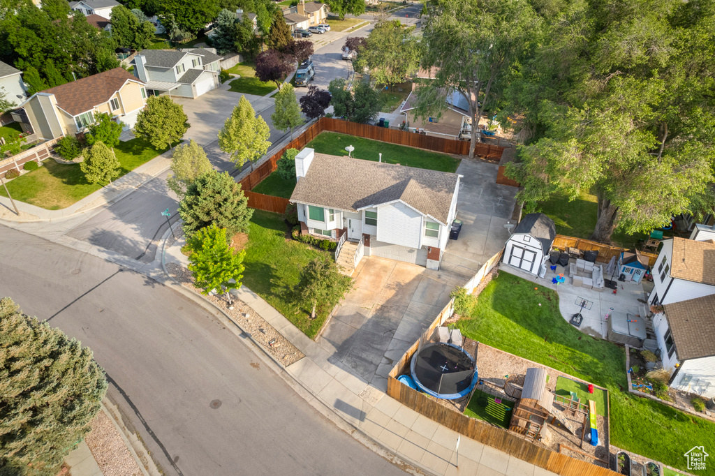Aerial perspective of suburban area
